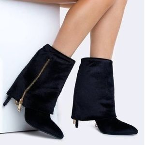 Cape Robin Black Chioe Folded Shaft Bootie